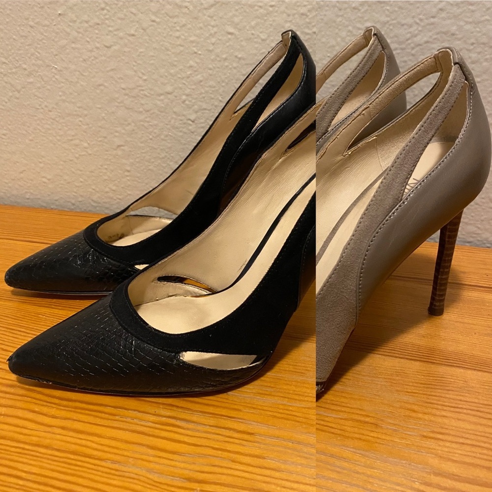 NINE WEST 9 bundle of 2 pr pumps heels shoes Black & Gray sz 6